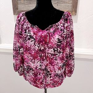 WHBM Floral LS Top